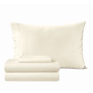 SleepRX 300 Thread Count 4 Piece Cotton Bamboo Sheet Set Cal King Egret/Ivory